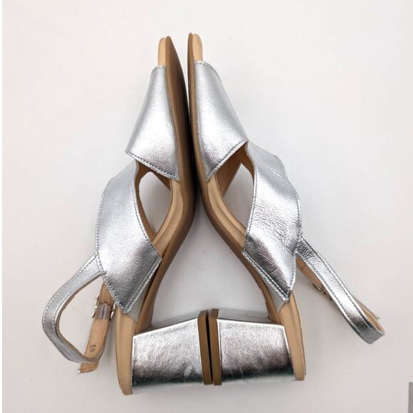 Paul Green Remy Slingback Sandal Aluminum Metallic Nappa Size US7.5/UK5 EU38 - Picture 7 of 10